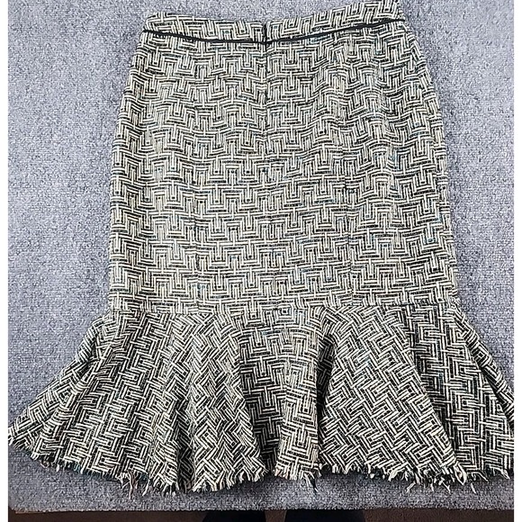 Anthropologie Elevenses Skirt 8 Tweed Wool‎ Blend Flounce Trumpet Office Siren - Picture 5 of 10